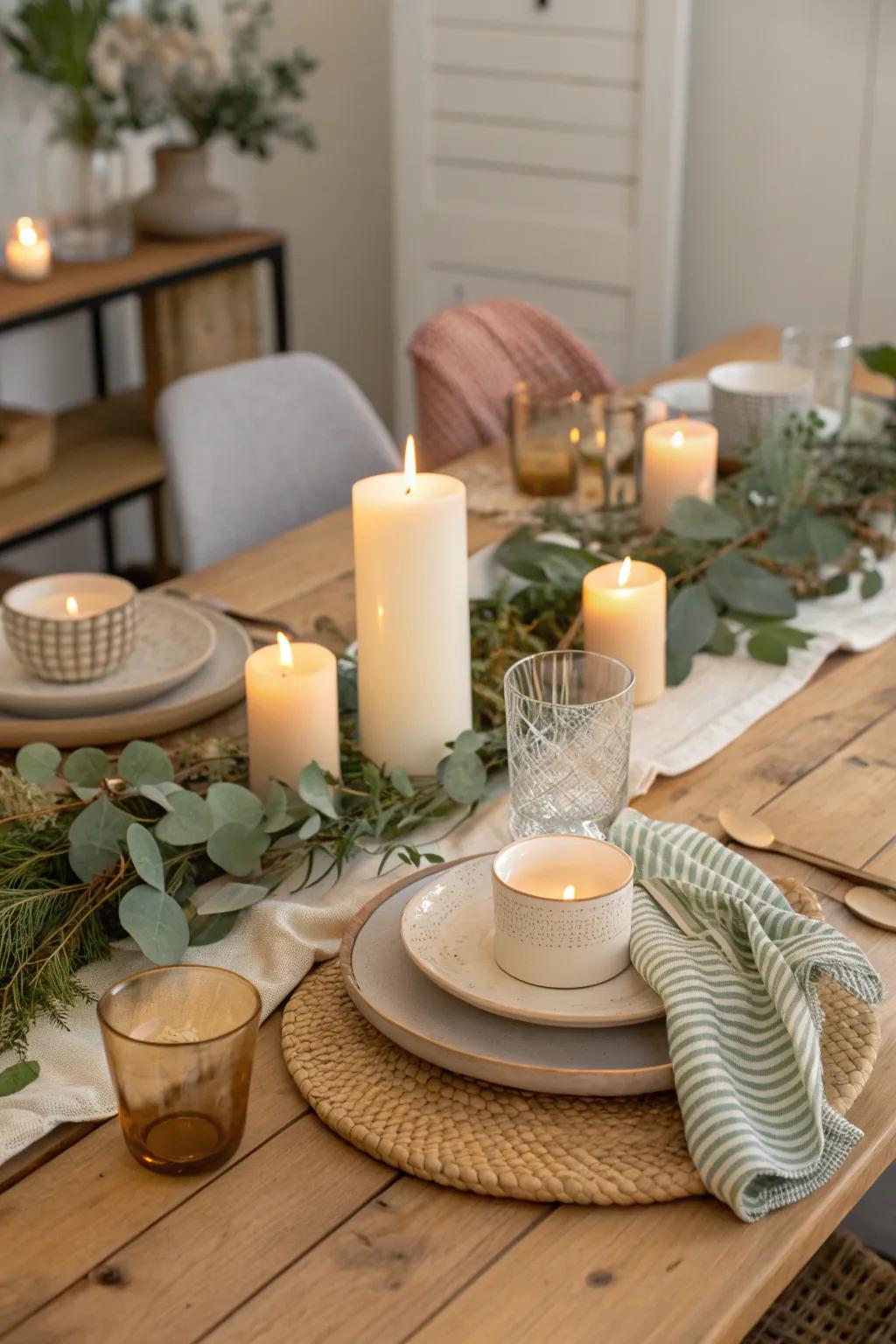 Magical candlelight creates a cozy and inviting atmosphere for your guests. #CandlelightDinner #HomeDecor 🕯️