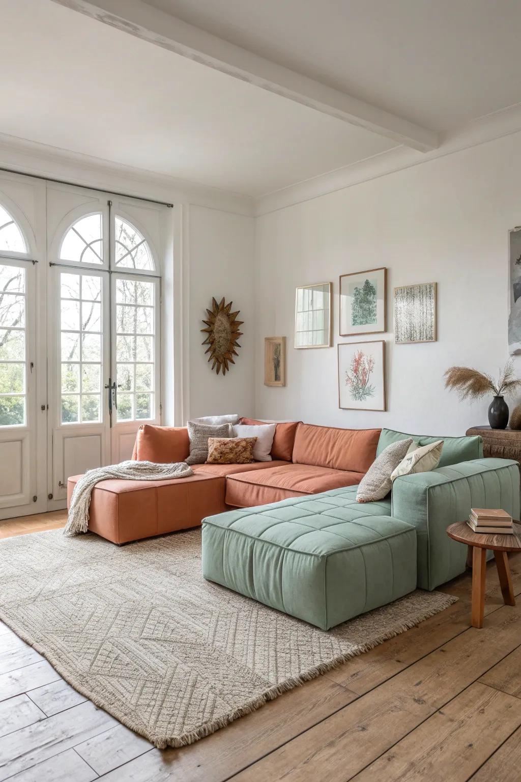 Get creative by separating sectional pieces for a versatile and dynamic living room.