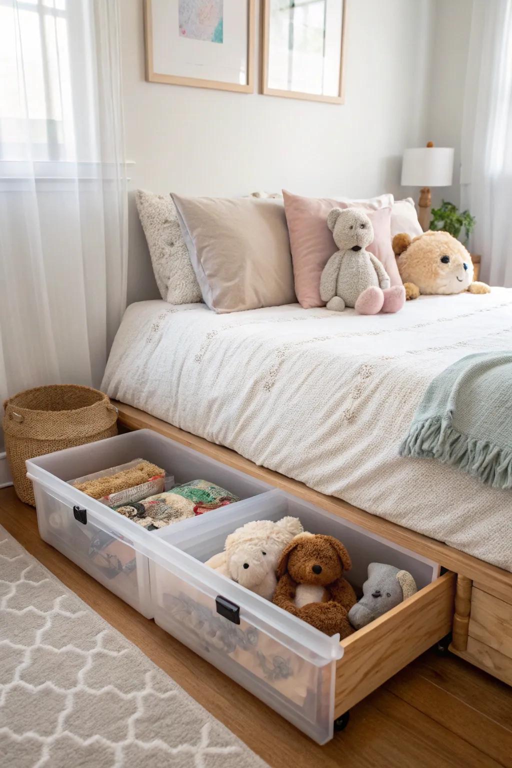 Keep your collection close yet out of sight with under-bed storage solutions!