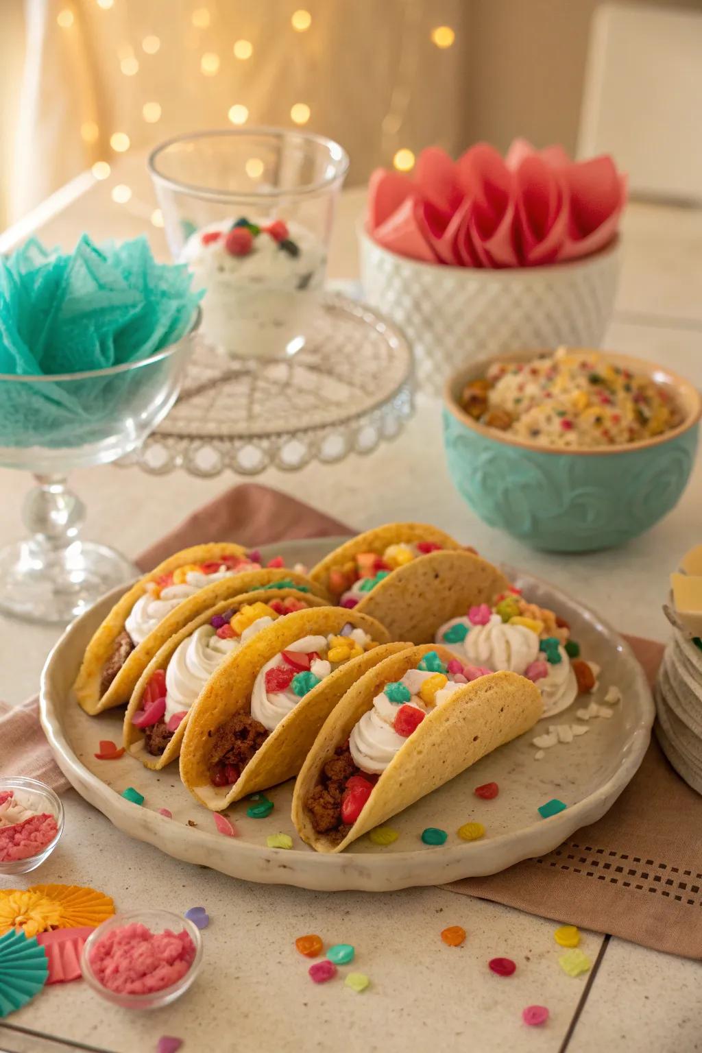 End the party on a sweet note with these irresistible dessert tacos! 🍦🌮 #SweetTreats #DessertLovers