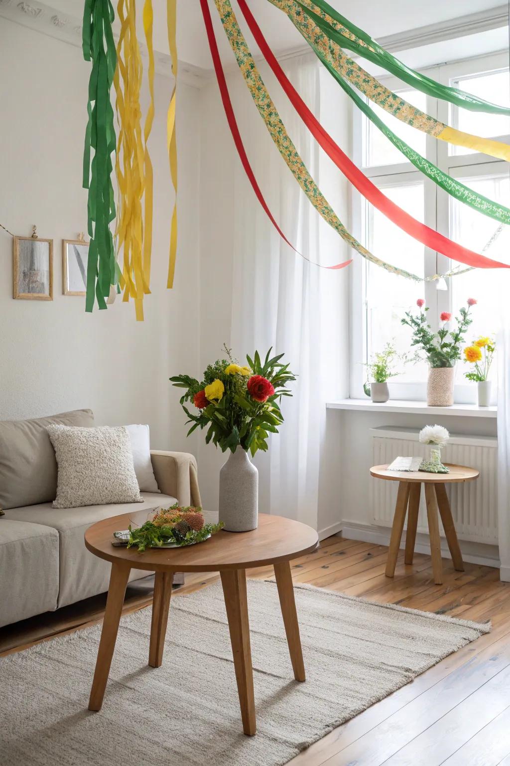 Add a festive flair with vibrant streamers that bring movement and color to your home.