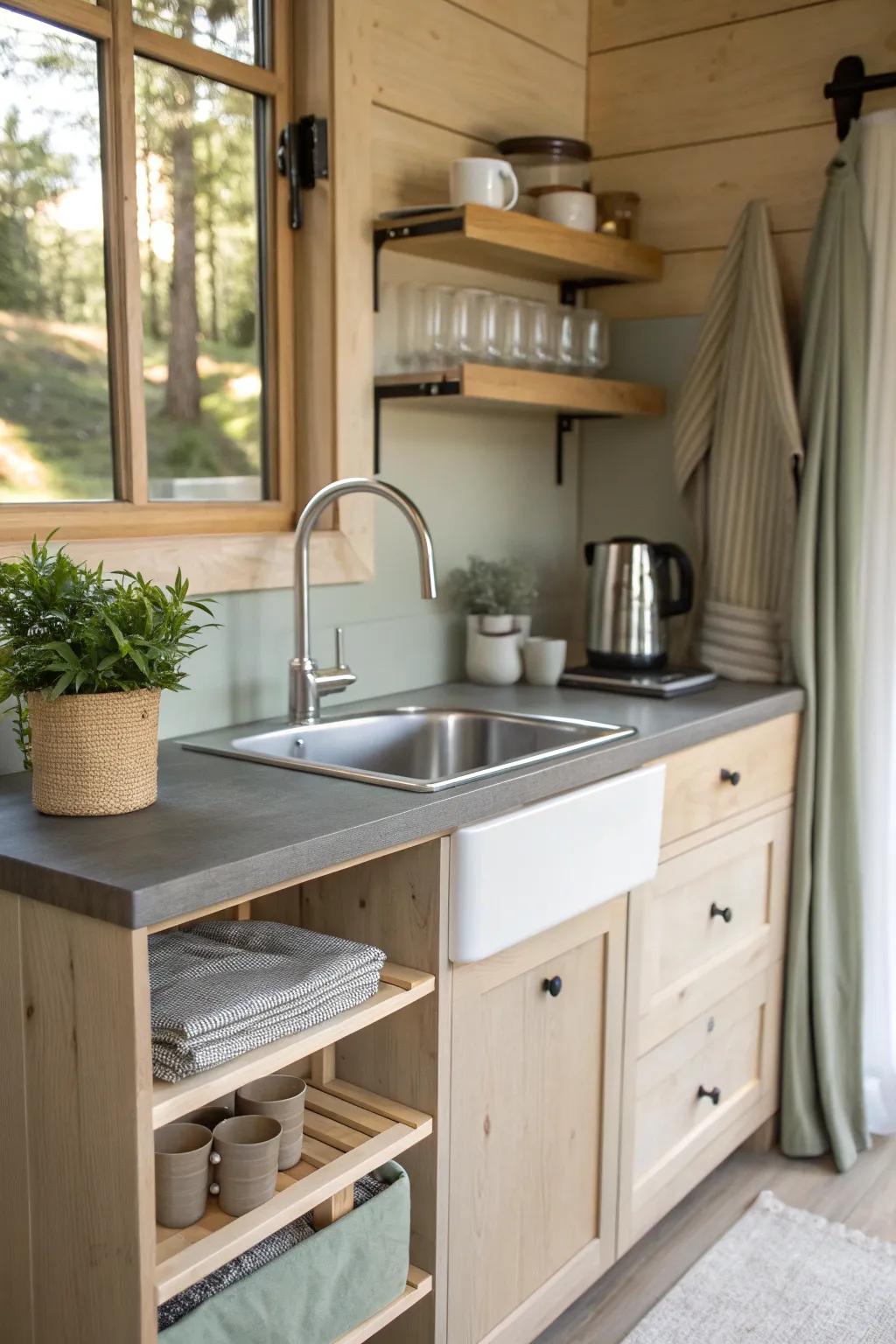 Maximize style and function in small spaces with a chic and compact coffee bar. 🌟 #SmallSpaces #ChicDesign