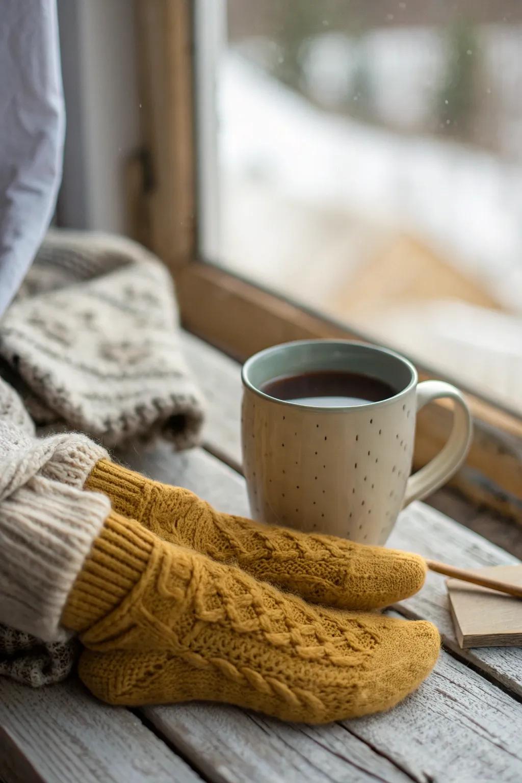 Wrap them in warmth with a mug filled with soft, quirky socks. 🧦☕ #CozyVibes #GiftIdeas