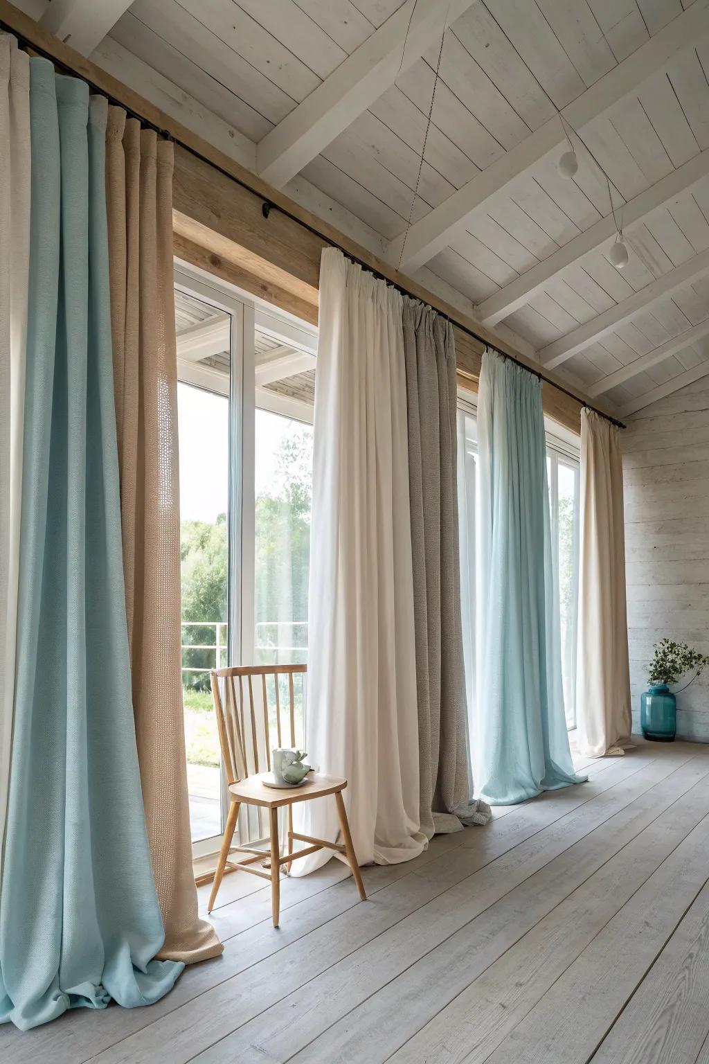 Achieve a striking look and add height with ceiling-mounted drapes that transform the room. ✨ #InteriorDesign #CeilingMount