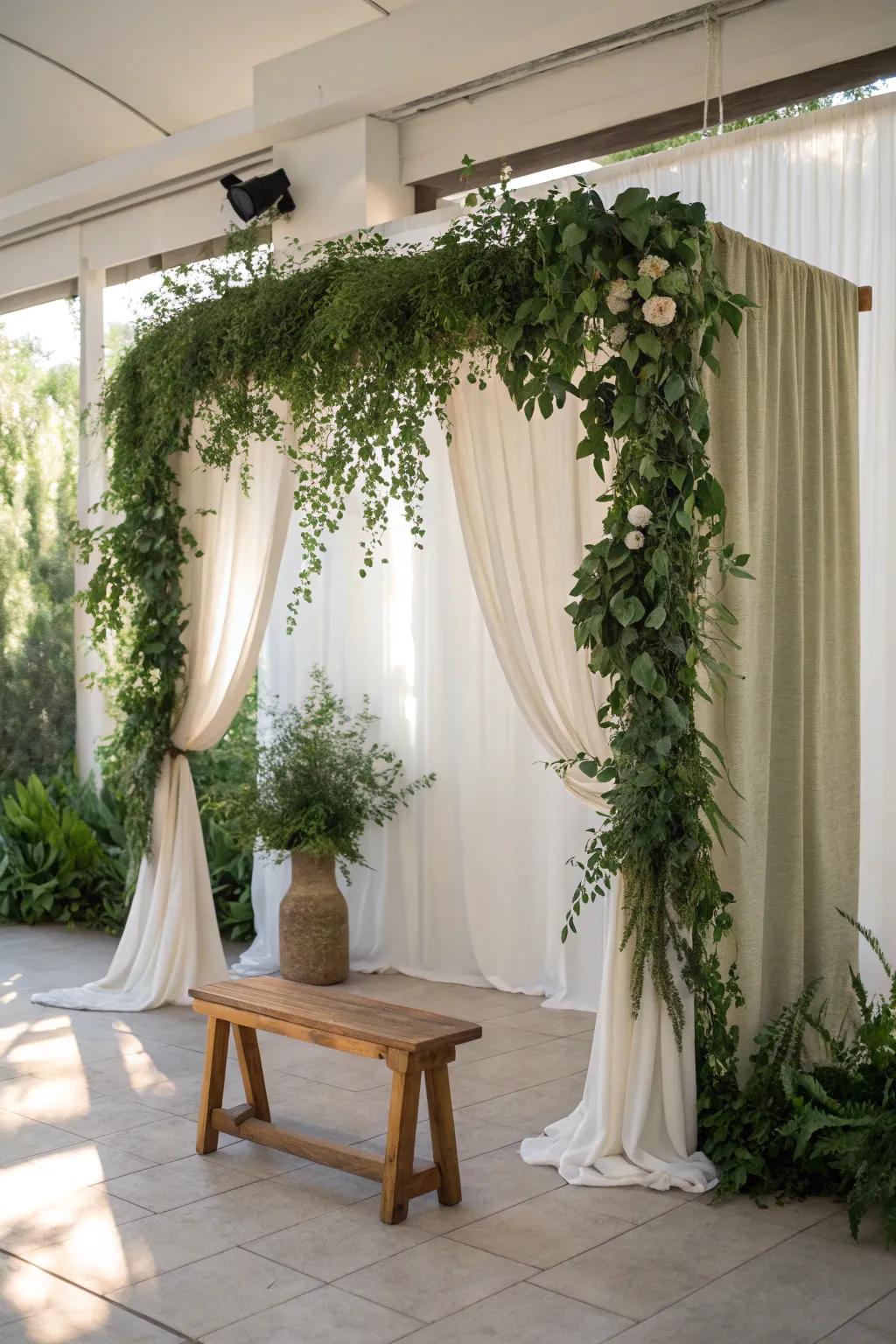 Embrace nature with a greenery backdrop that breathes life into every frame.