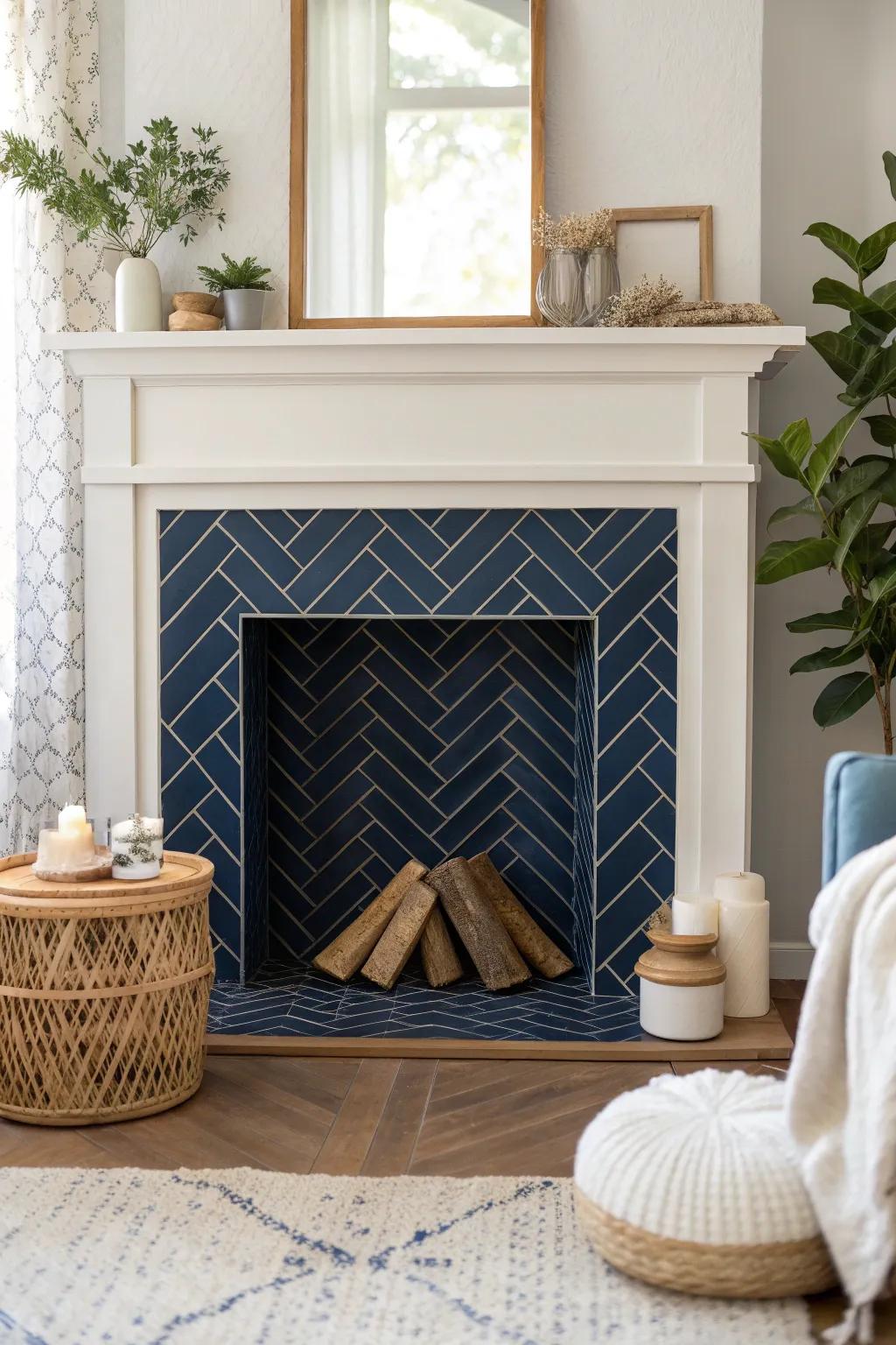 Make a statement with a painted interior for your faux fireplace. #InteriorInspiration