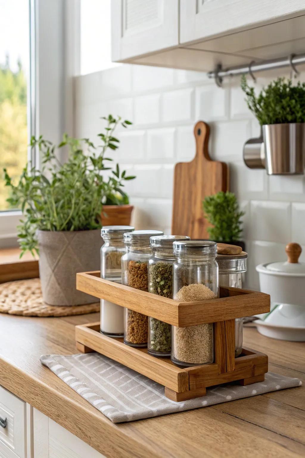 Organize your spices elegantly with a dedicated spice rack. 🌿🧂 #SpiceUpYourLife #KitchenOrganization