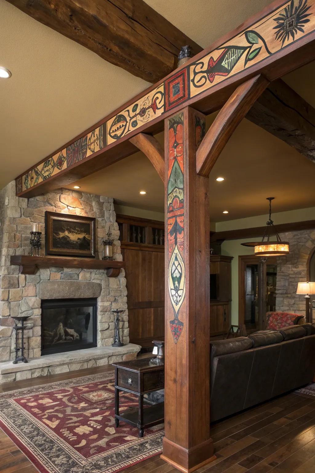 Transform a beam into a work of art with intricate designs and vibrant colors.