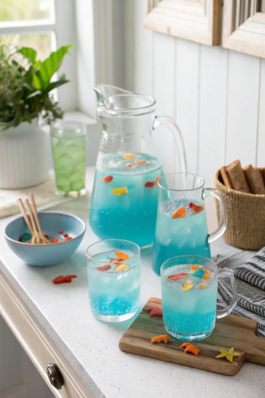 Quench your thirst with refreshing under-the-sea drinks. 🍹🐟 #PartyDrinks #MermaidParty