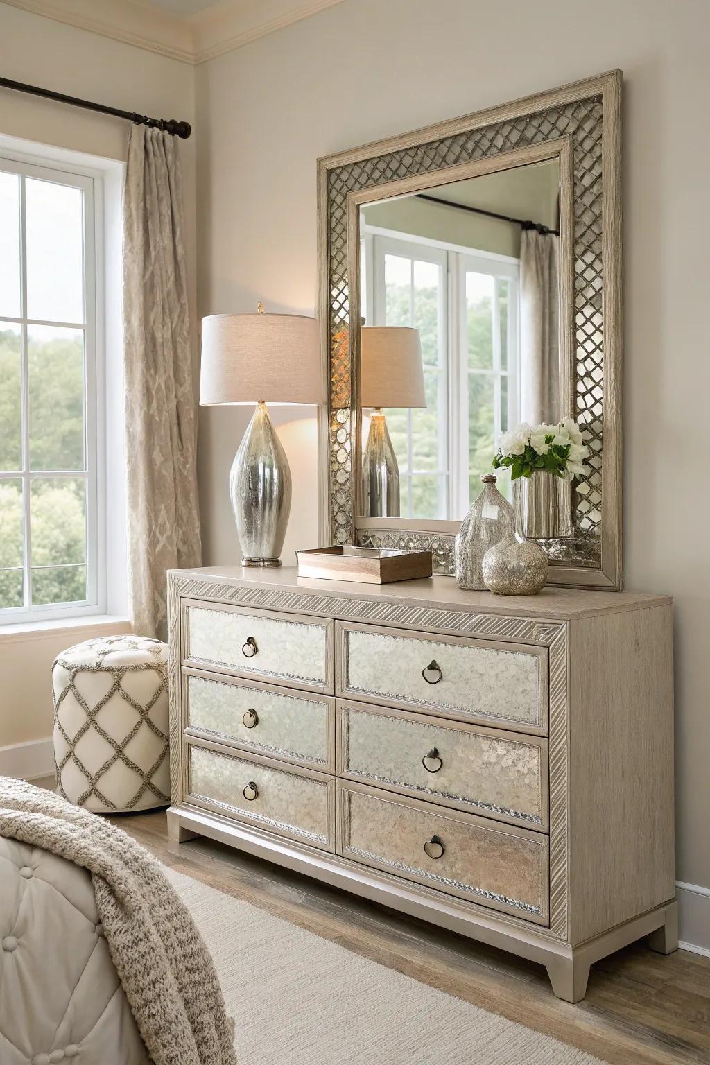 Statement mirrors amplify space and light, creating a more open, airy atmosphere. 🌟 #MirroredFurniture #HomeDecor