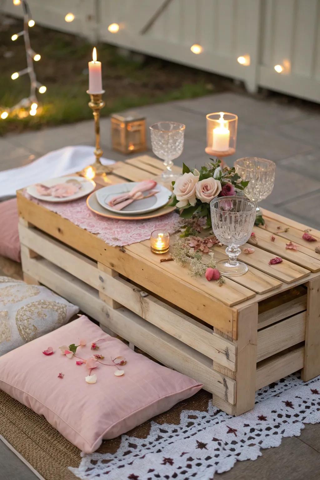 Get creative with a DIY table setup that adds a rustic charm to your romantic evening. 🍷 #DIYDecor #RomanticDinner