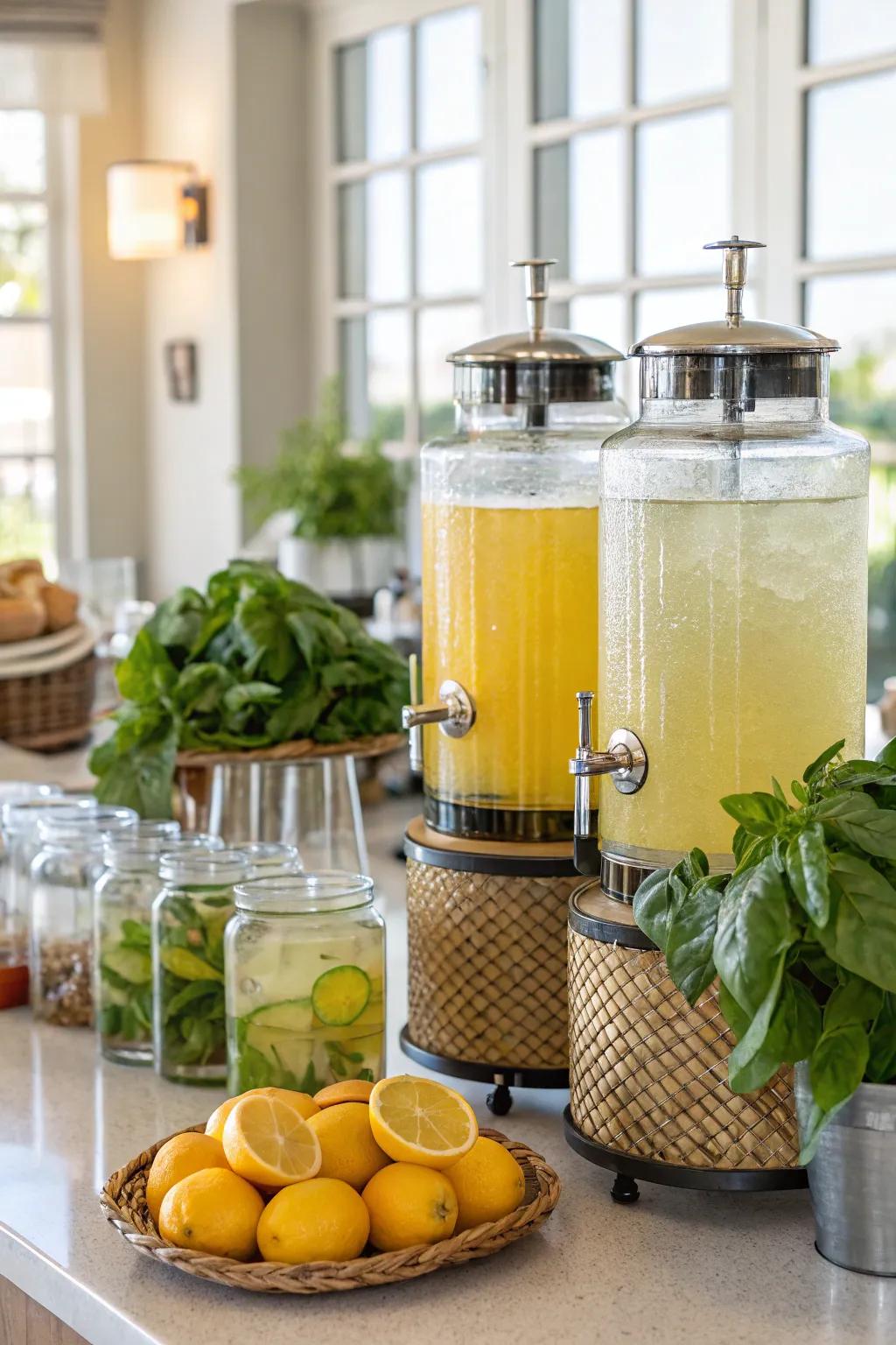 Beat the heat with a refreshing lemonade and iced tea station perfect for summer gatherings. 🍋#SummerVibes #DrinkStation #OutdoorLiving