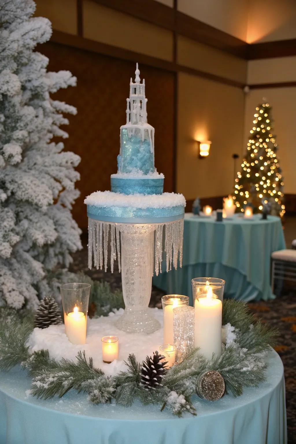 Make a bold statement with a beautifully crafted ice sculpture centerpiece. ❄️ #IceSculpture #PartyDecor