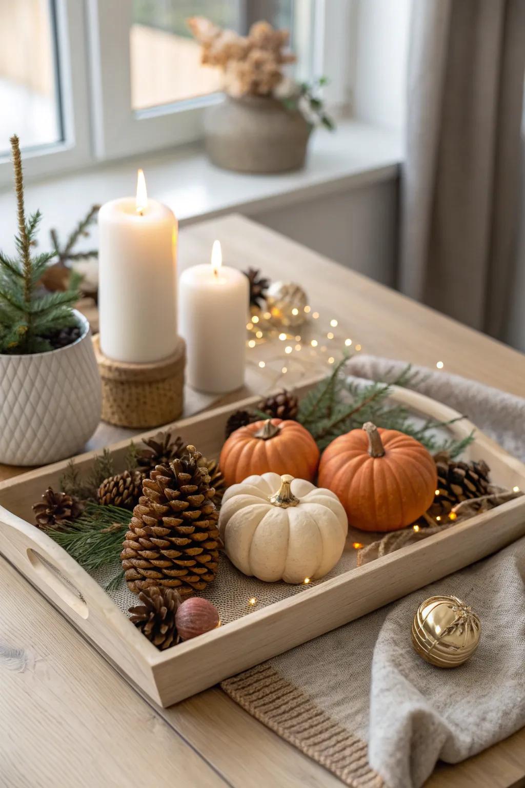 Celebrate the seasons with a tray that captures the spirit of the holidays in every detail.