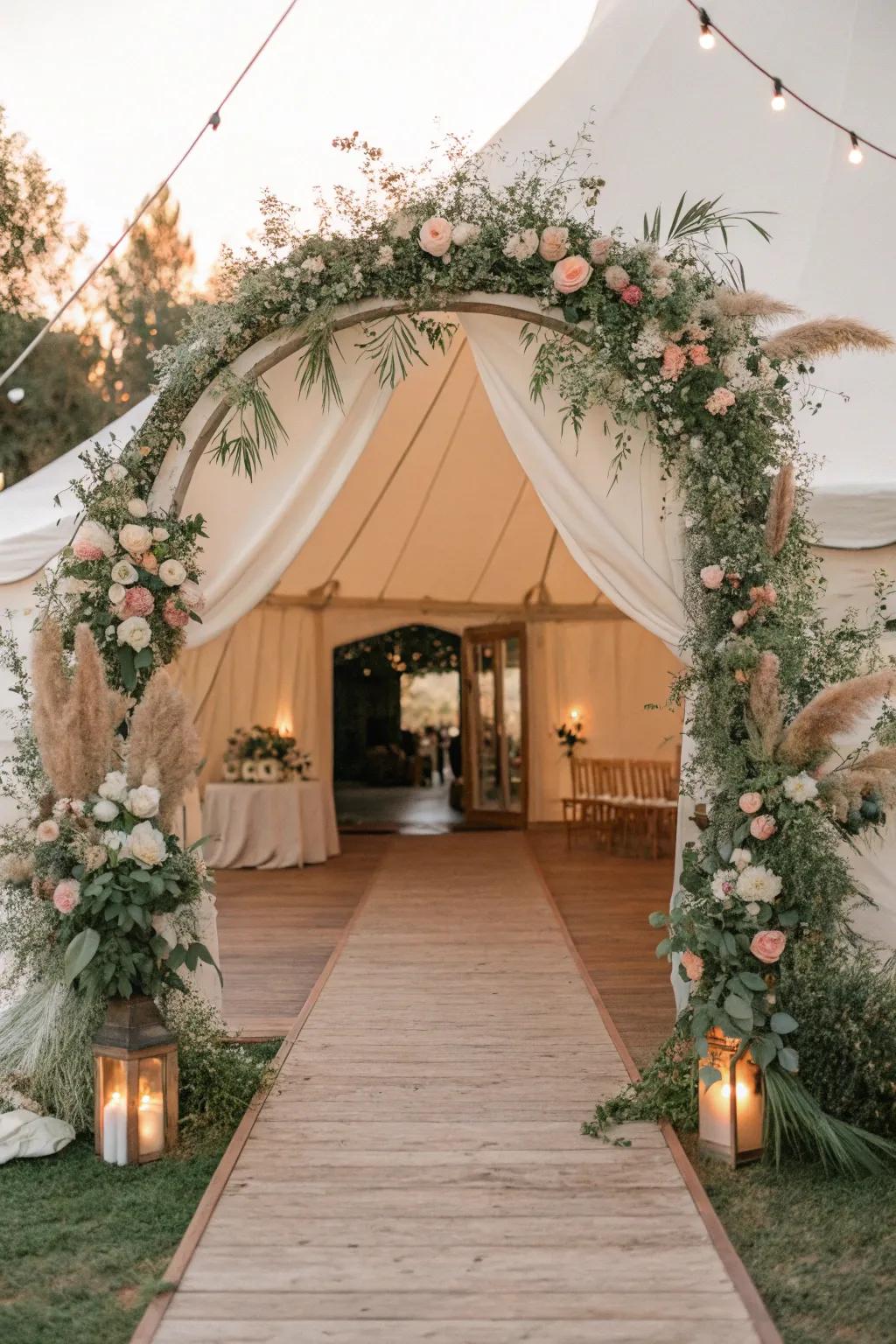 Welcome your guests with a stunning entryway that sets the tone for the celebration.