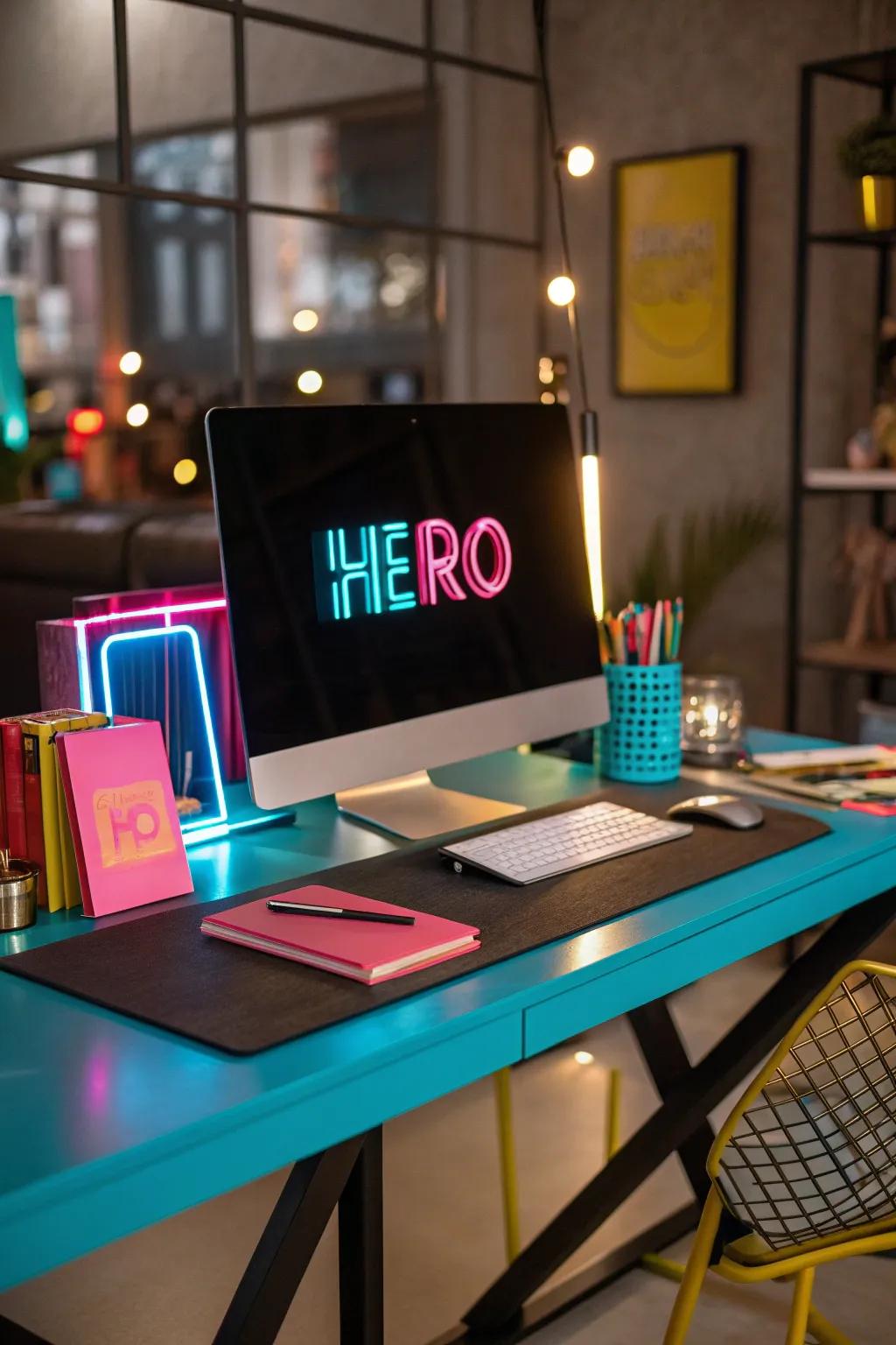 Brighten up your workspace with bold colors and creative lighting solutions.