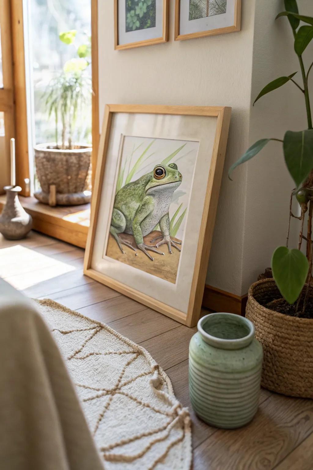 Textured backgrounds make your frog paintings pop, adding depth and interest to any room.