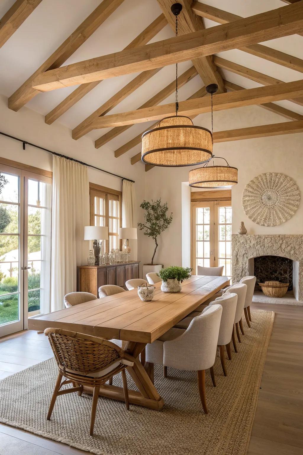 Let your dining room make a bold statement with unique architectural features.