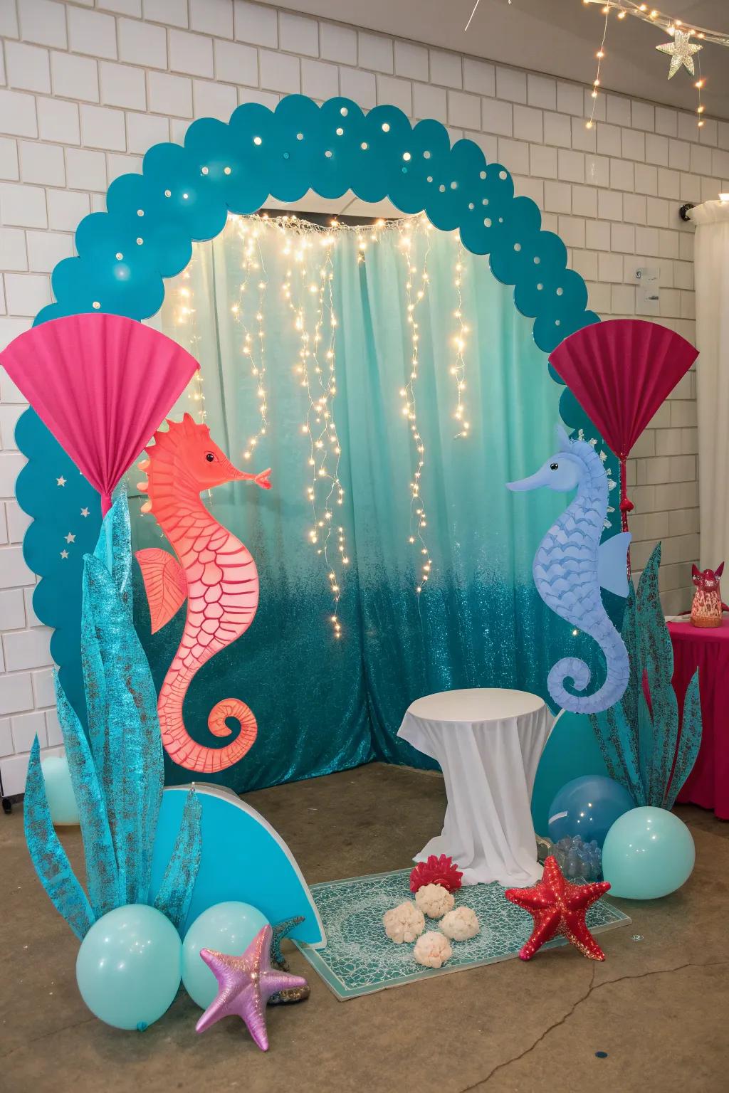Capture the magic with a whimsical mermaid photo booth.