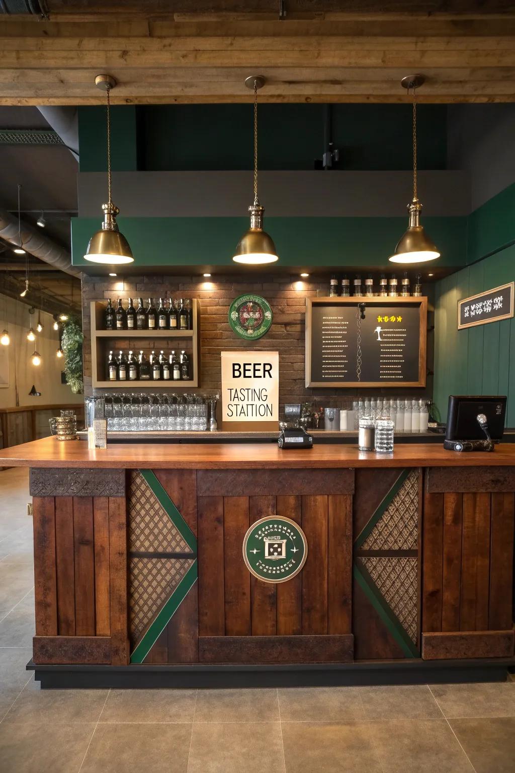 Craft a beer lover's paradise with a tasting station that celebrates hops in all their glory.
