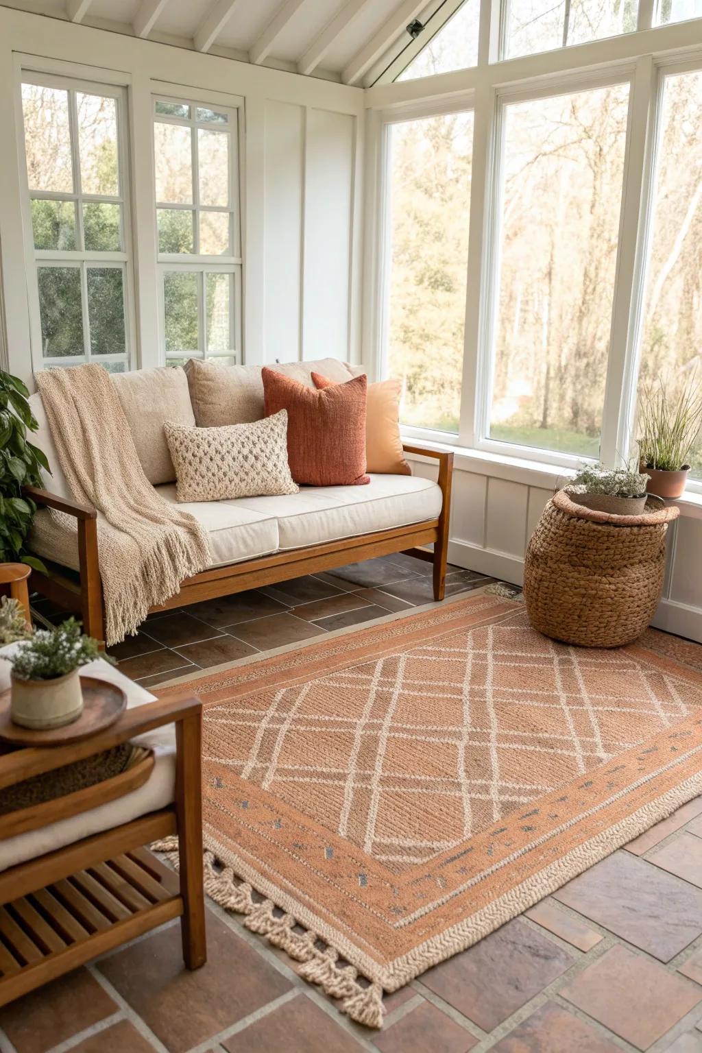 Use rugs to highlight and anchor your furniture, creating a beautifully cohesive look.