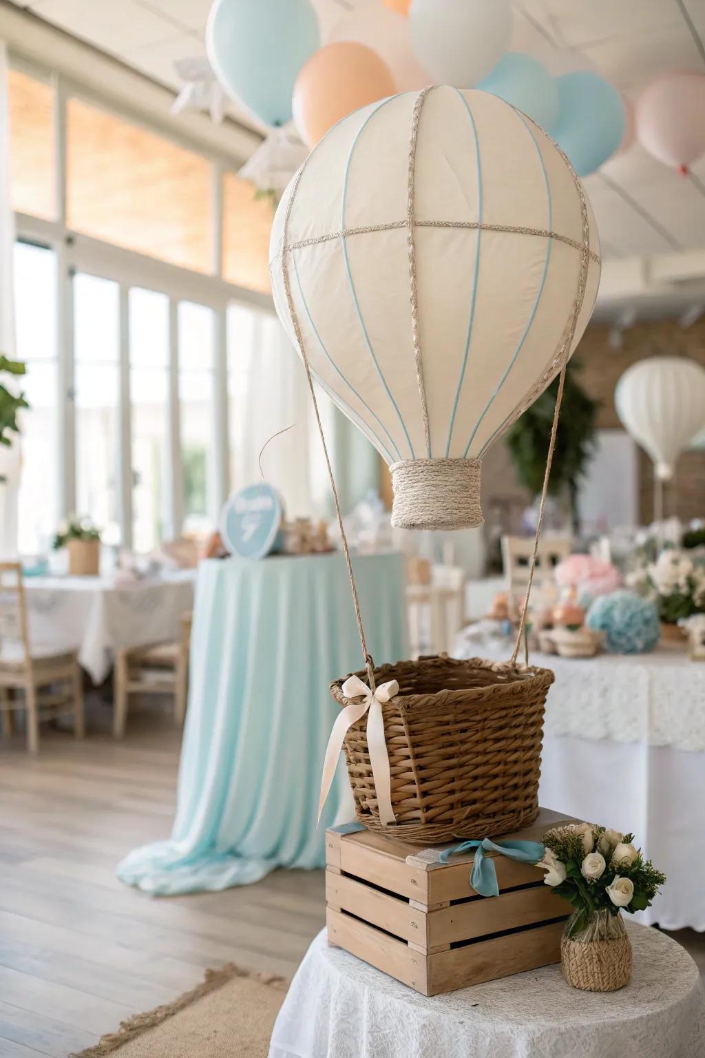 Set the stage for adventure with a hot air balloon theme that's sure to delight.
