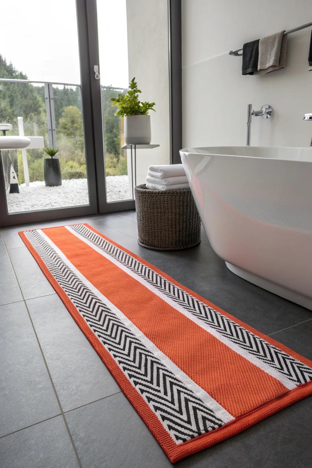 Keep it simple and stylish with a monochrome runner, perfect for minimalist spaces.