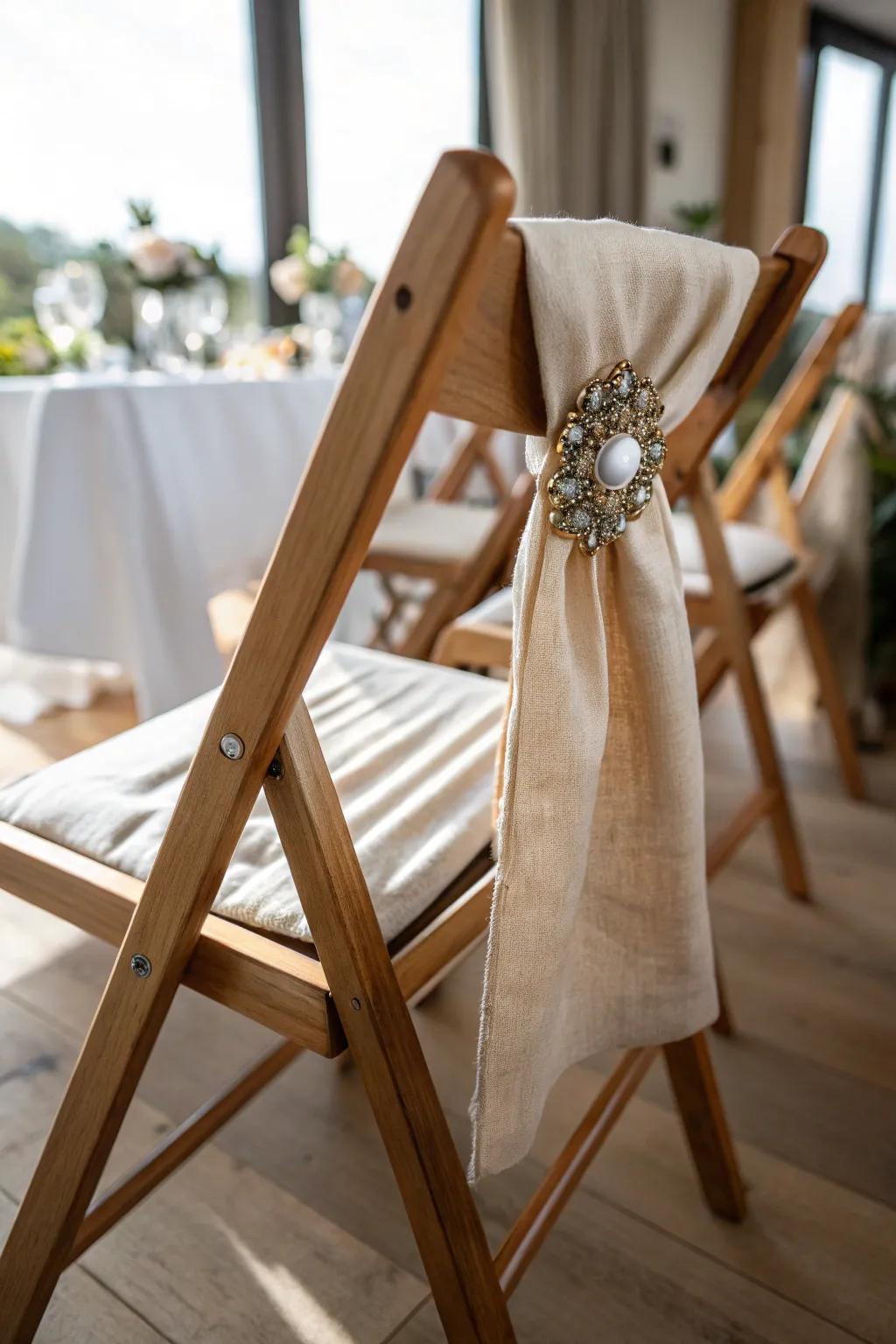 Add a hint of nostalgia and glamour with brooch accents that tell a story.