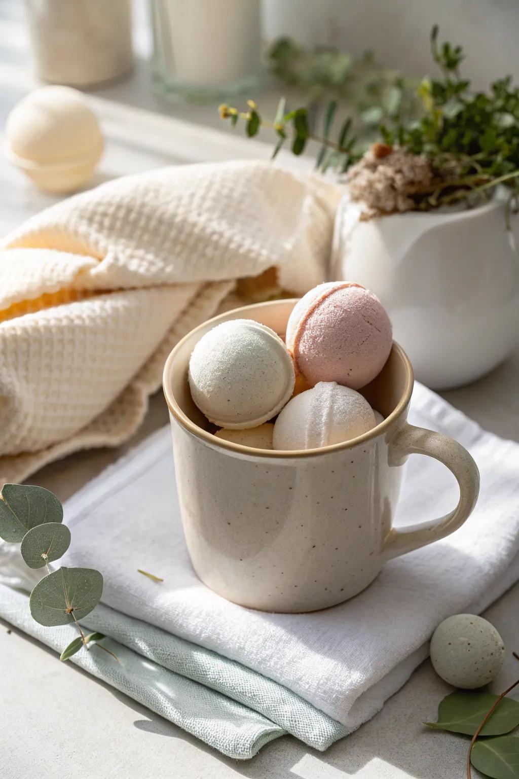 Indulge in self-care with a mug brimming with spa essentials.