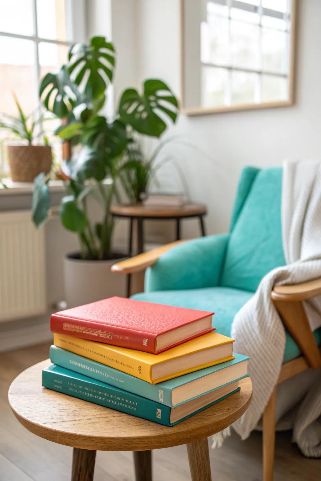 Inspire and relax with a curated collection of books in a doctor's office. #ReadingNook #Inspiration #OfficeDecor