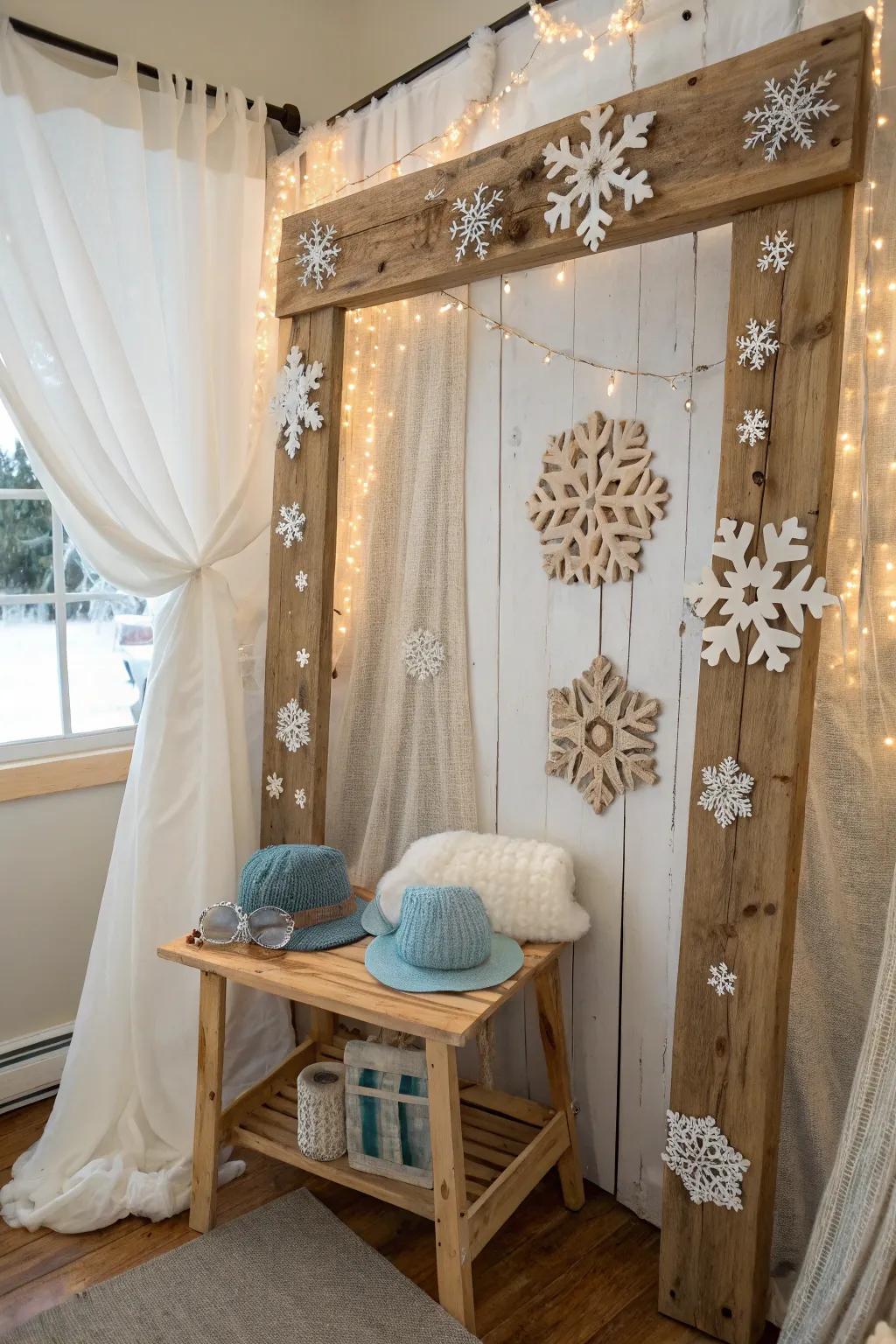 Capture the fun with a snowy-themed photo booth that brings joy to every moment. 📸 #PhotoBooth #PartyFun