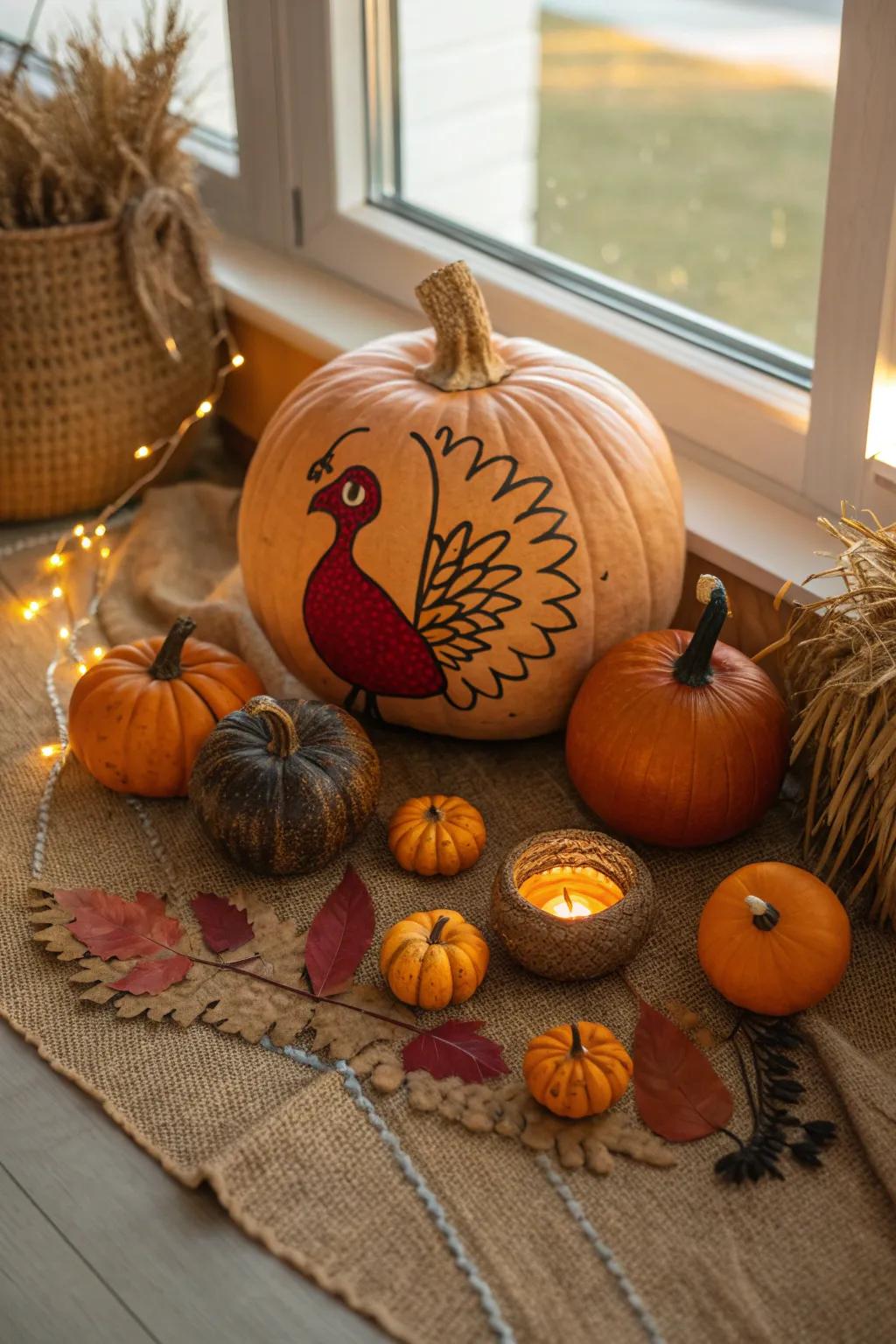Meet the pumpkin turkey family, adding personality and charm to your home.