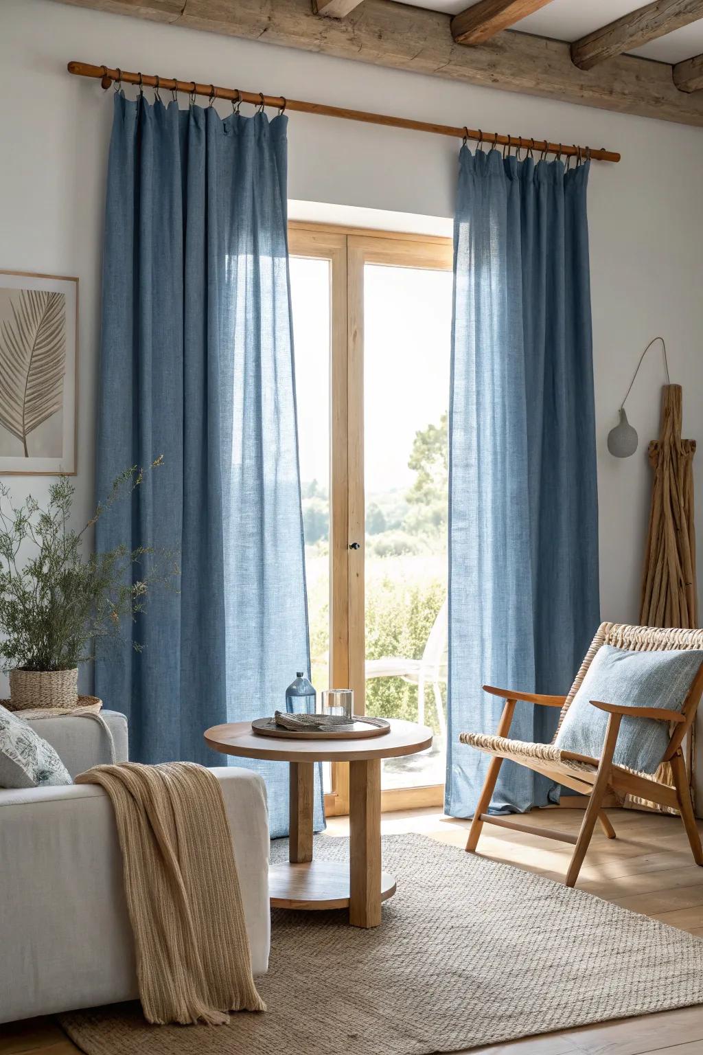 Get creative with upcycled denim curtains, adding a rustic and durable touch to any space.