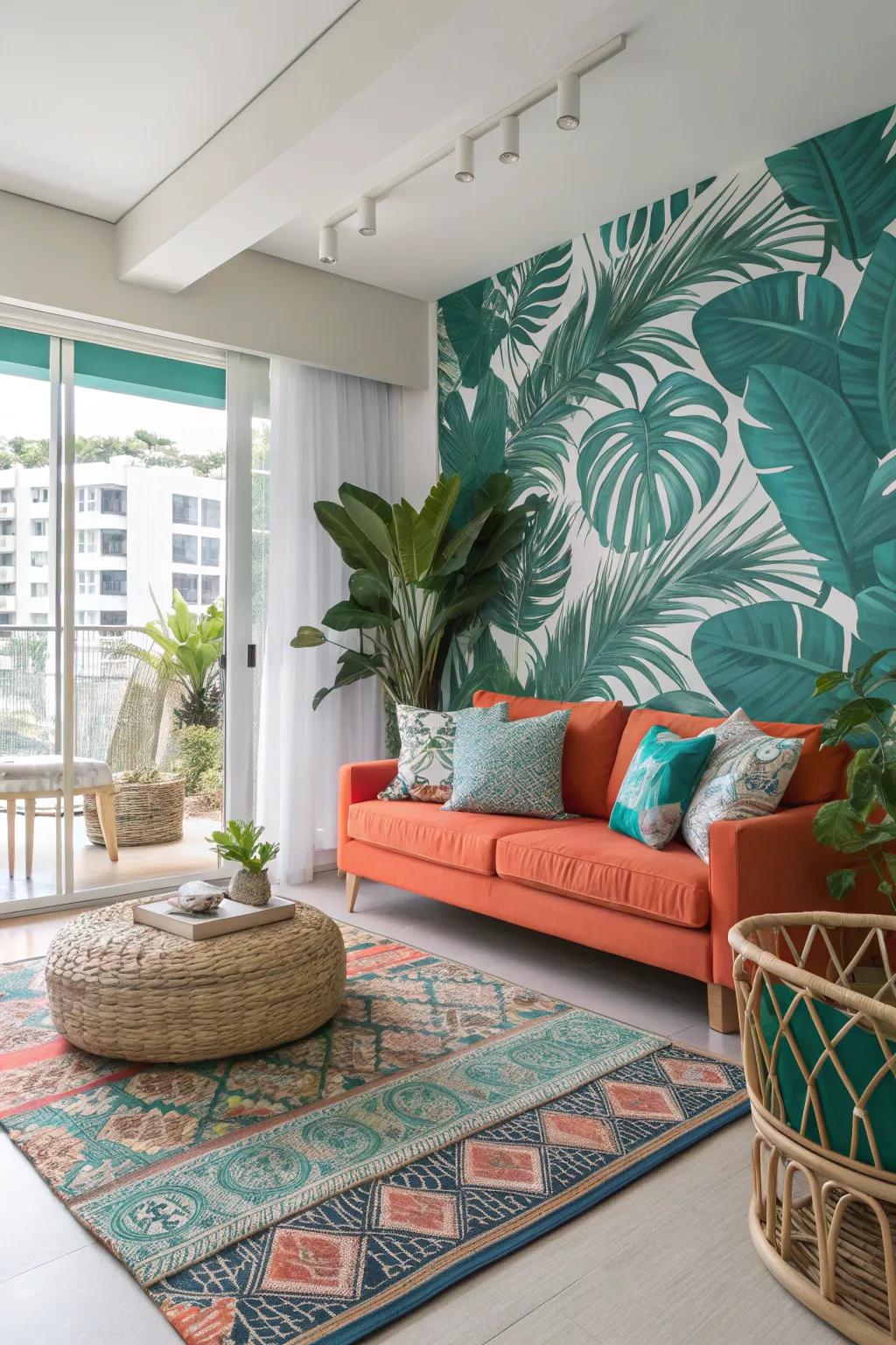 Tropical hues bring a bold and lively vibe to your space. 🌴 #TropicalDecor #BoldColors