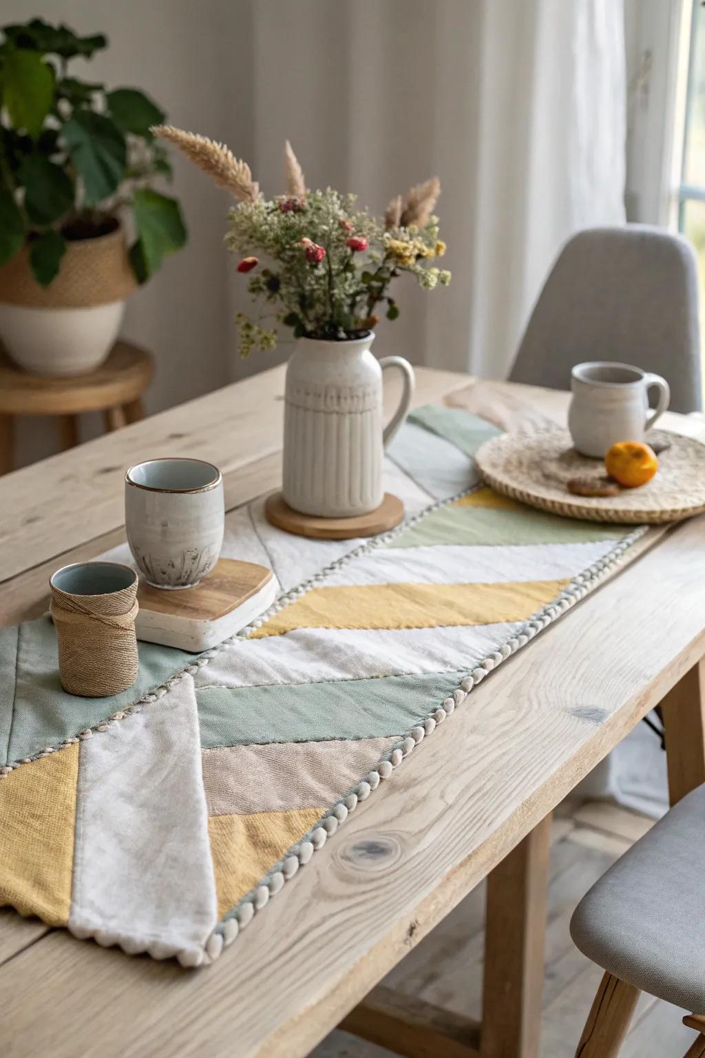 Craft a personal touch with a DIY table runner that speaks to your style. ✂️ #DIYDecor #TableRunner