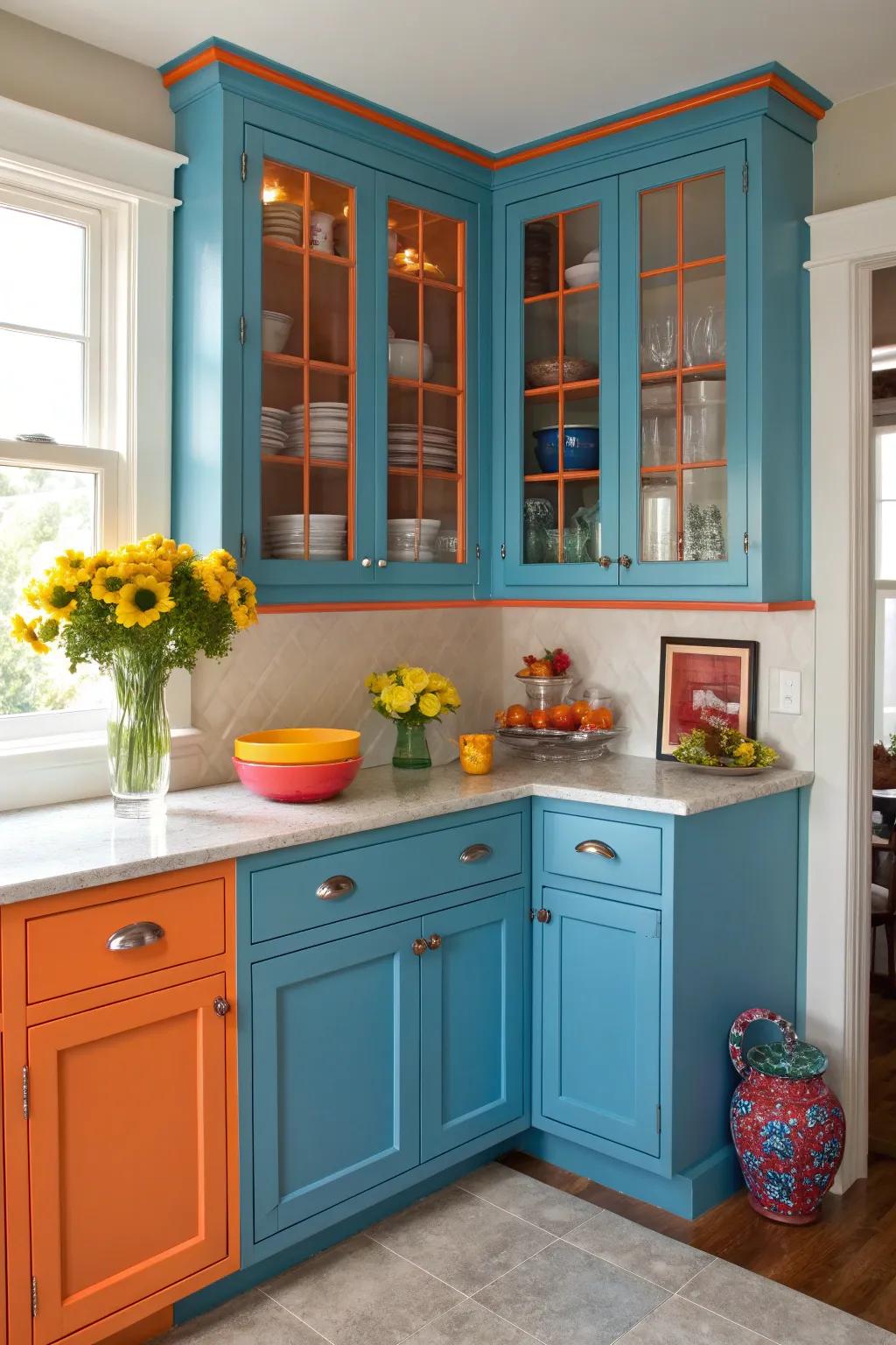 Make the most of every inch with a creative corner hutch. #SpaceSaving #KitchenIdeas
