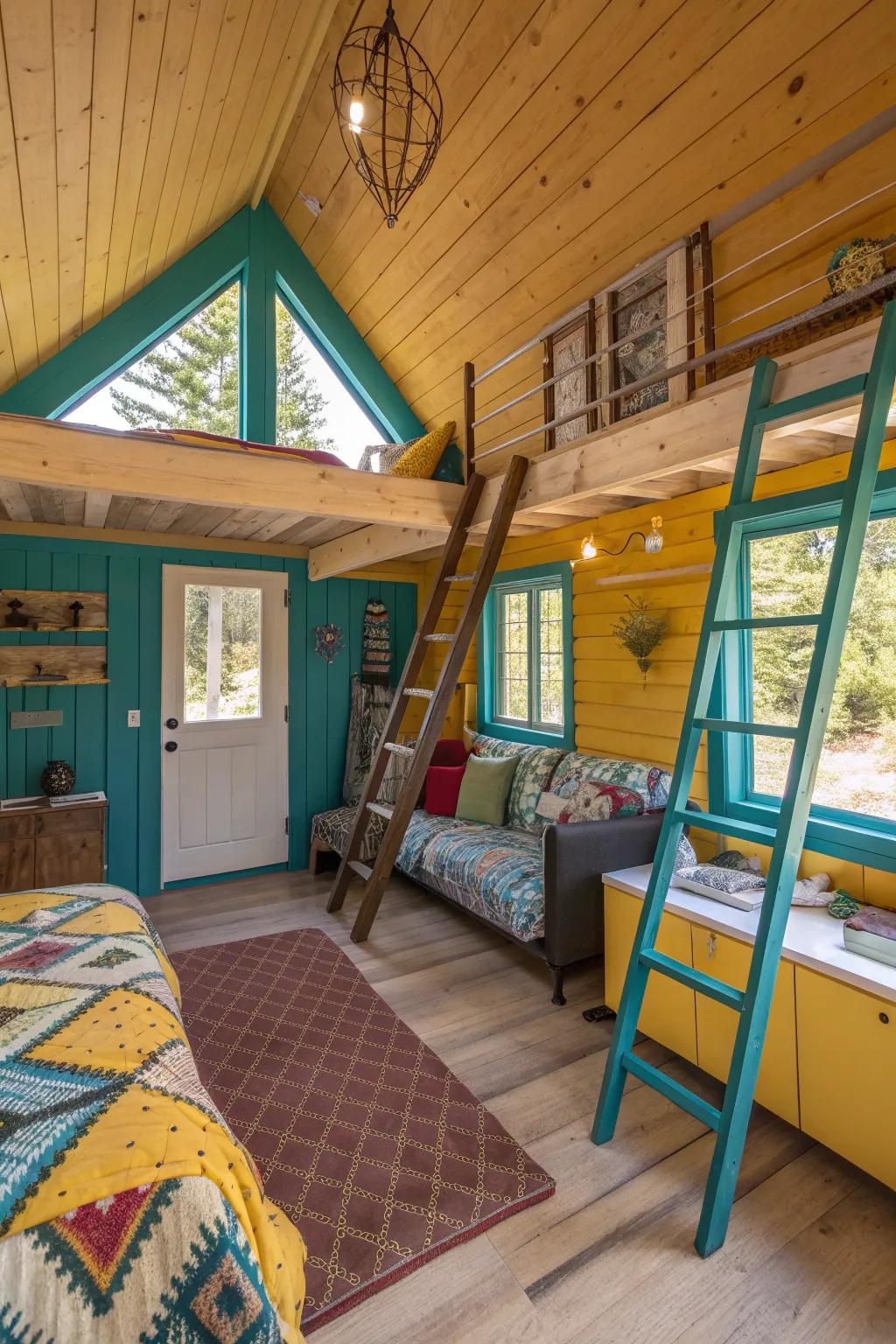 Discover the charm of loft spaces that offer a private retreat within your cabin. #LoftDesign