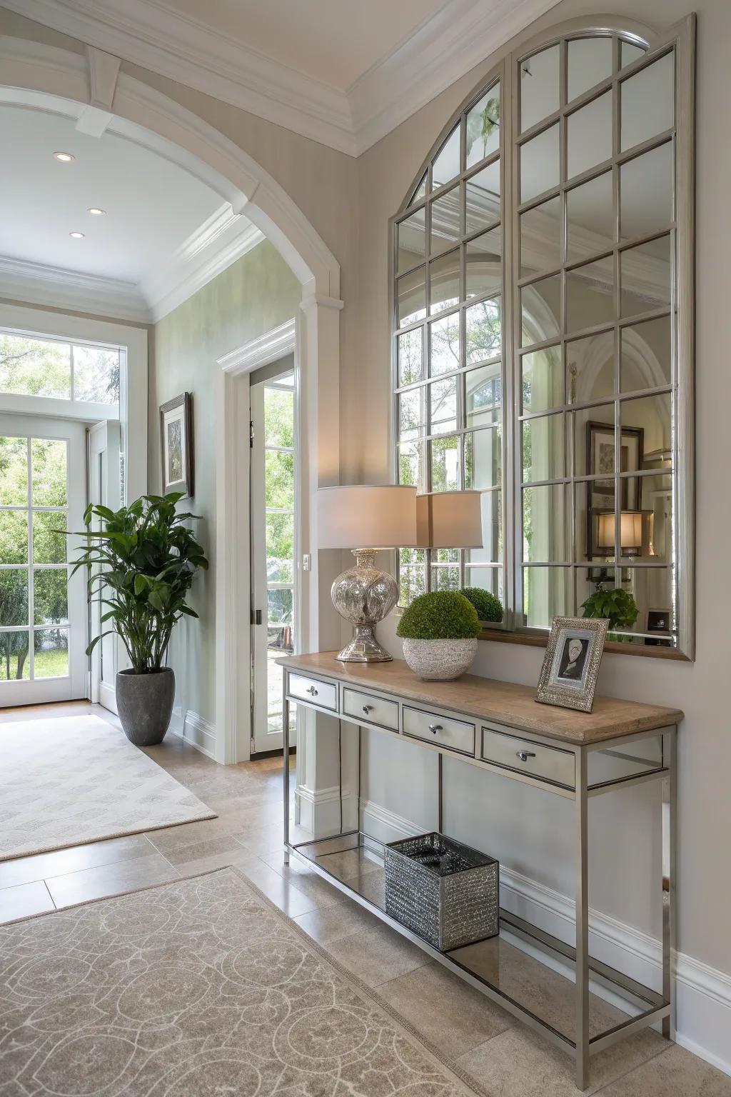 Mirrors add depth and light—perfect for expanding small spaces. ✨ #MirroredWalls #SpaceOptimization