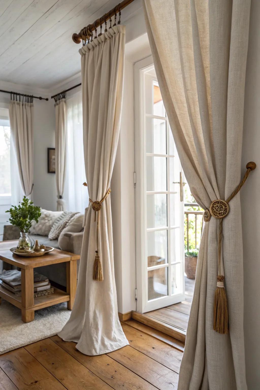 Add personality and style with decorative tie-backs that elevate your drapes. 🌼 #DecorativeDetails #CreativeHome