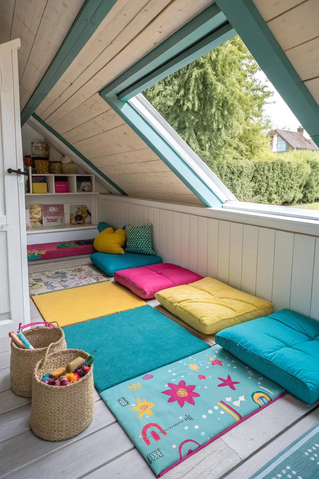 Turn eaves into a secret play zone for kids, where imagination knows no bounds. #KidsPlay #CreativeSpaces