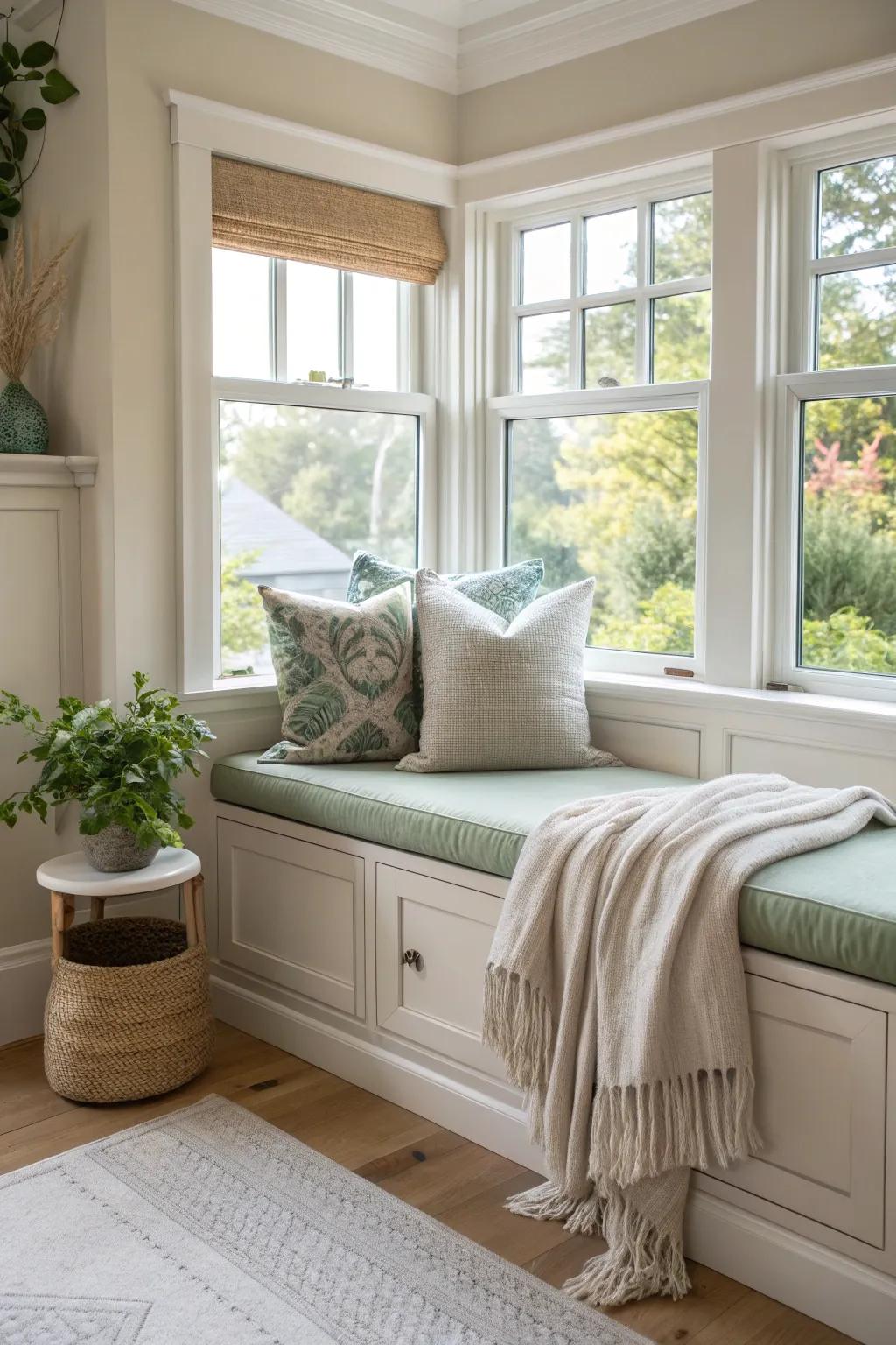 Transform your kitchen bay window into a luxurious seating area with a comfy sofa. 🛋️ #HomeComfort #ElegantDesign