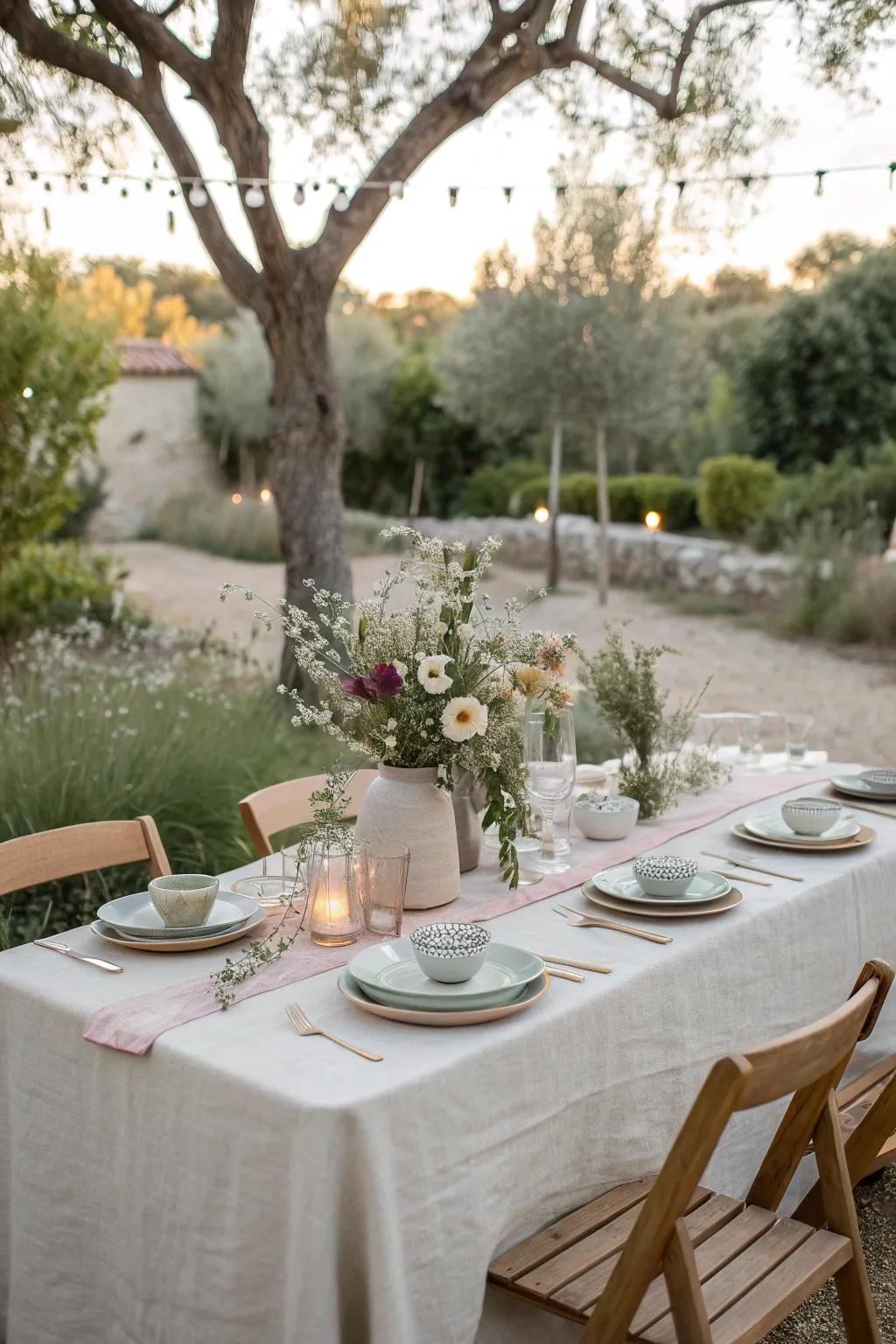 Embrace the beauty of nature with an elegant outdoor luncheon. #OutdoorDining #GardenParty 🌿