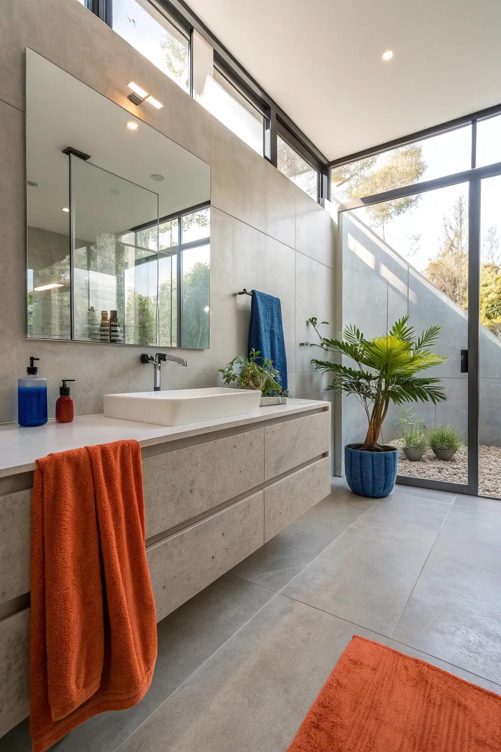 Enjoy the seamless beauty of microcement floors for a cohesive and spacious bathroom feel. 🌟