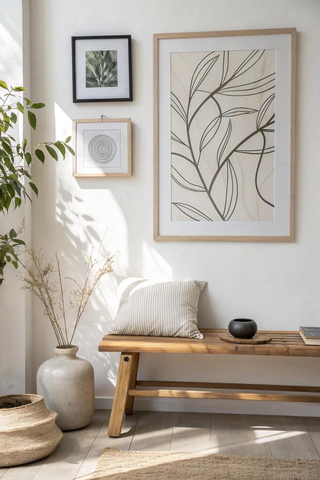 Embrace simplicity with minimalist line art that adds sophistication without overwhelming your space.