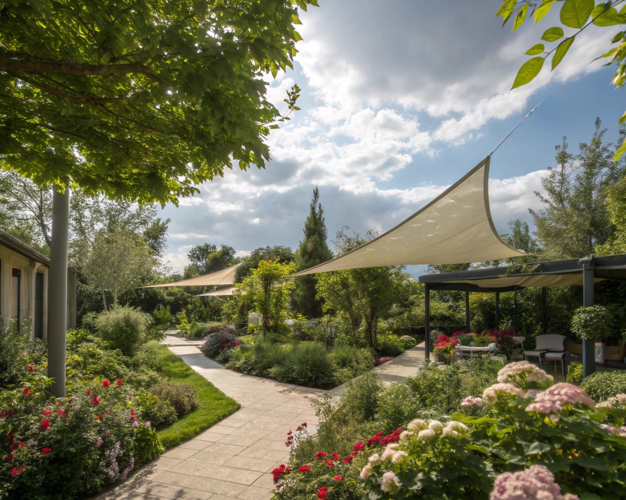 Midday gardens offer cooling respite from the harsh sun with thoughtful design elements.