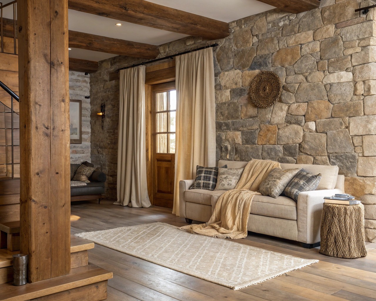 An interior space illustrating the dialogue between primary and supporting materials.