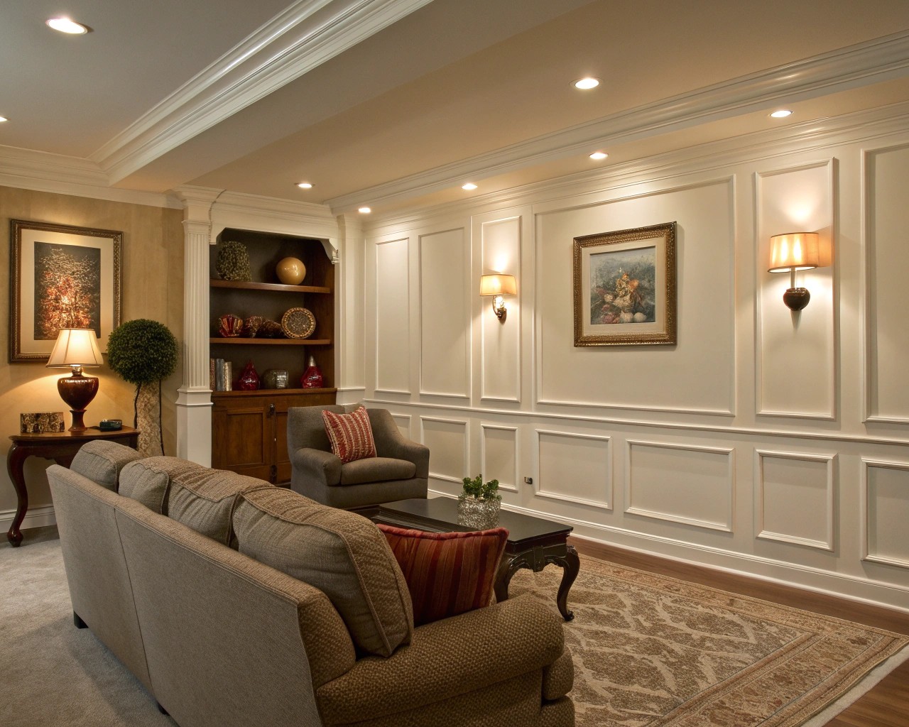 Architectural details like panel molding and enhanced trim elevate the overall aesthetic of a space.