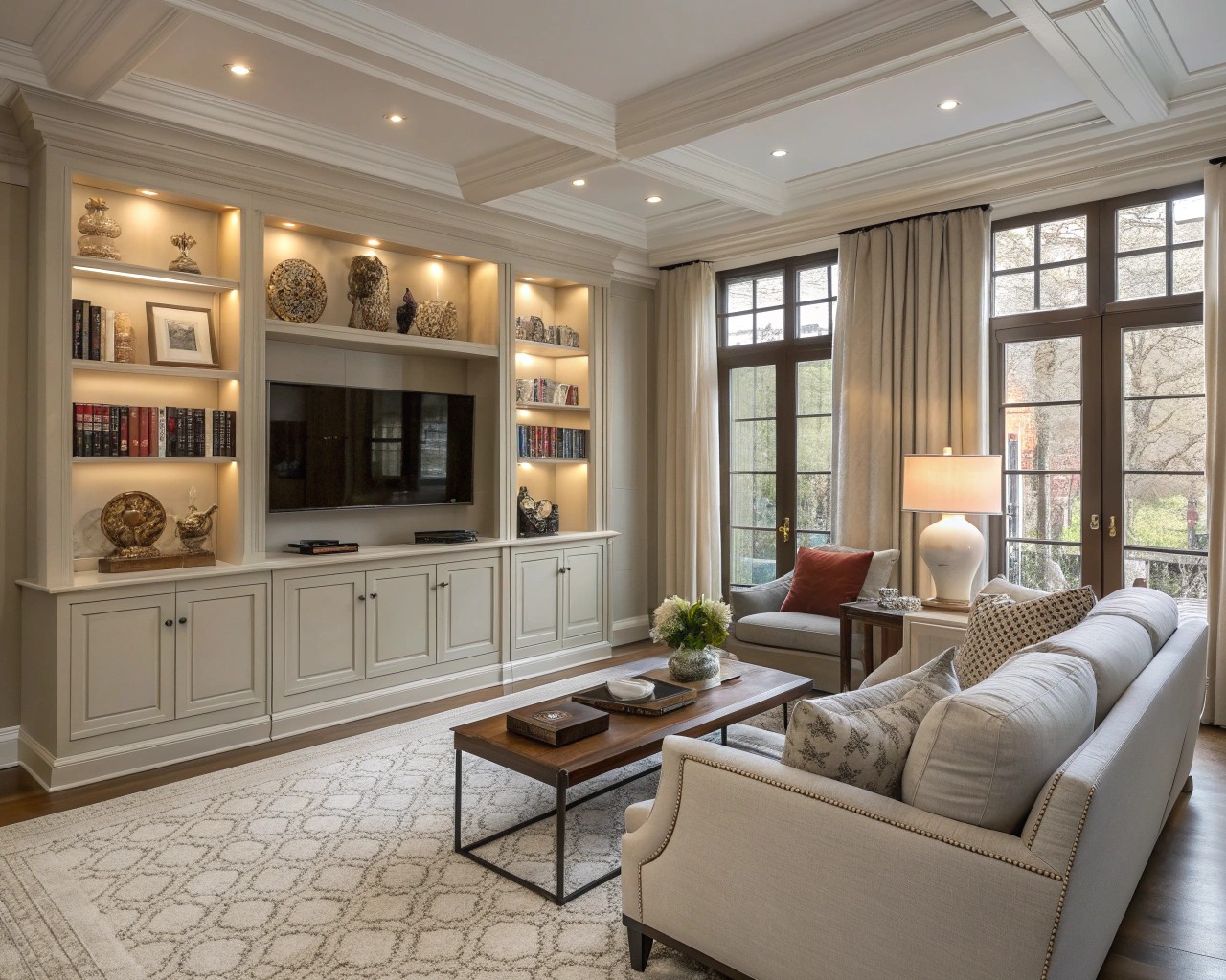 Create a custom look with faux built-in cabinetry that mimics high-end design.