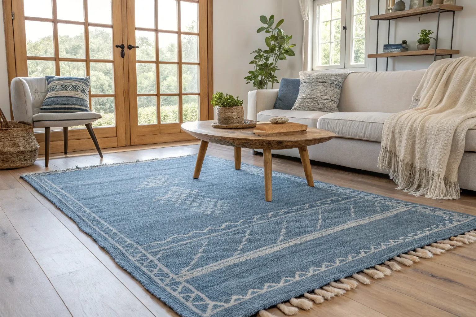 15+ Stylish Blue Rug Living Room Ideas